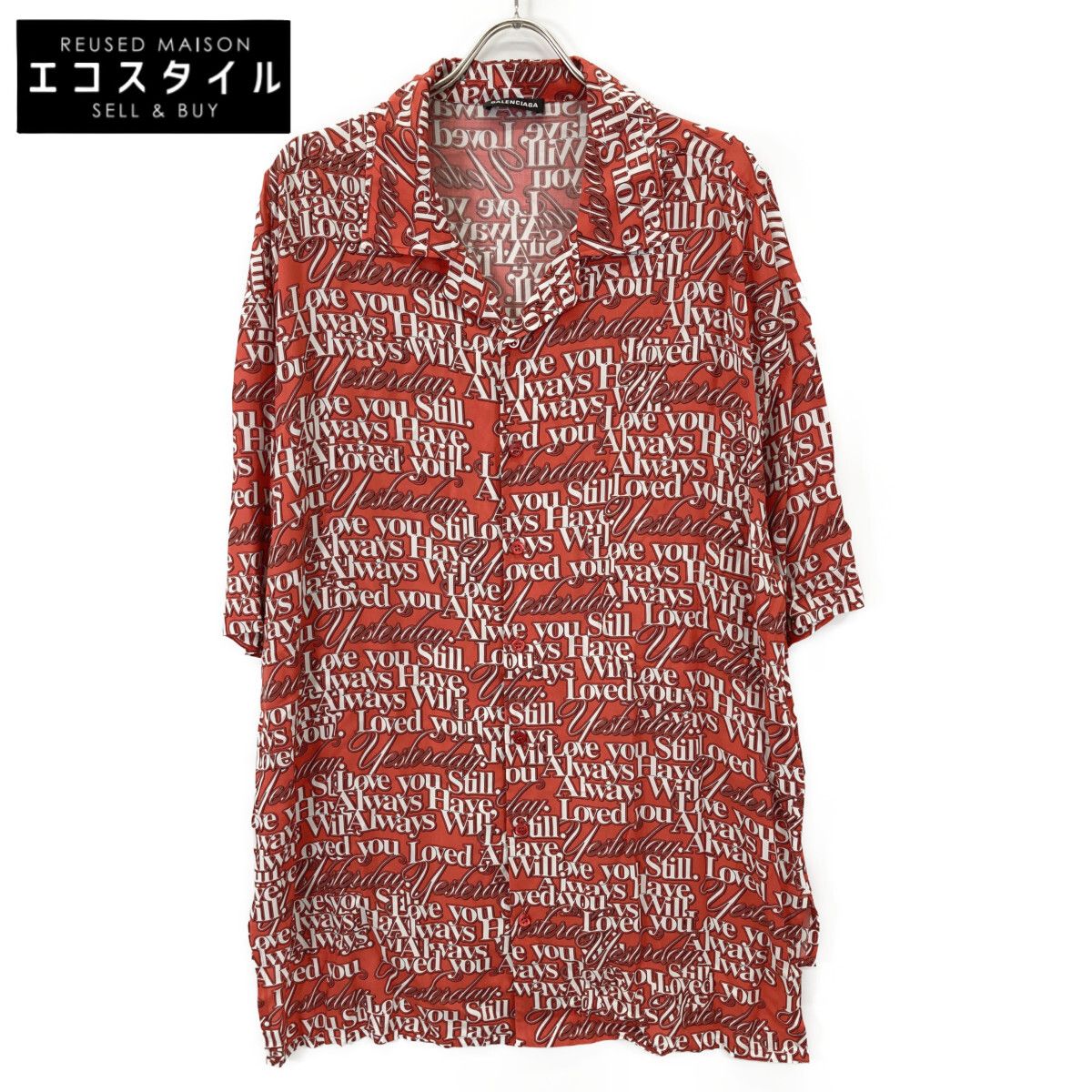 BALENCIAGA　バレンシアガ　571440 レッド 18SS Love Short Sleeves Shirt　36