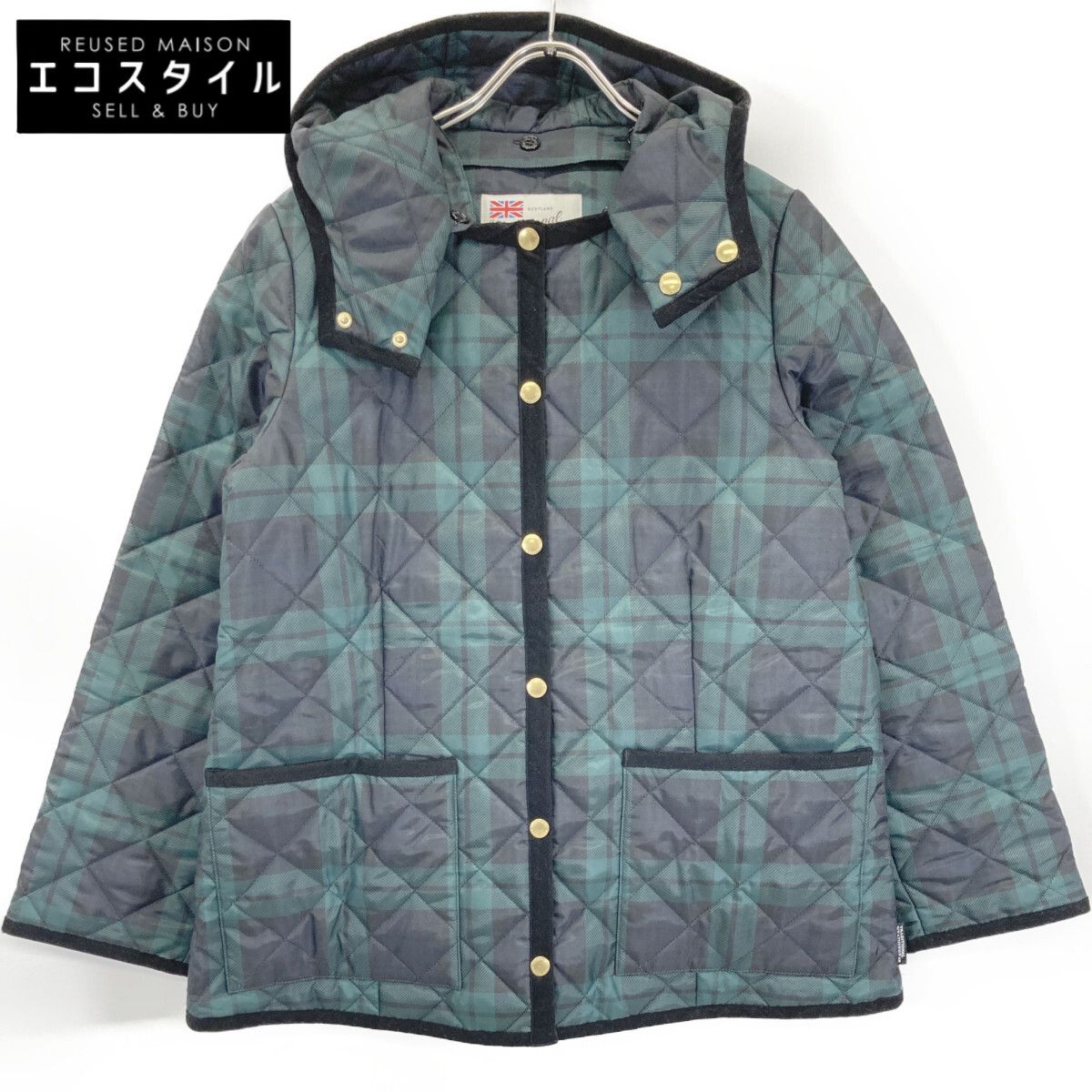 TRADITIONAL WEATHERWEAR　トラディショナルウェザーウェア　SLOBE別注 ブラック×グリーン ARKLEY フードコート　38