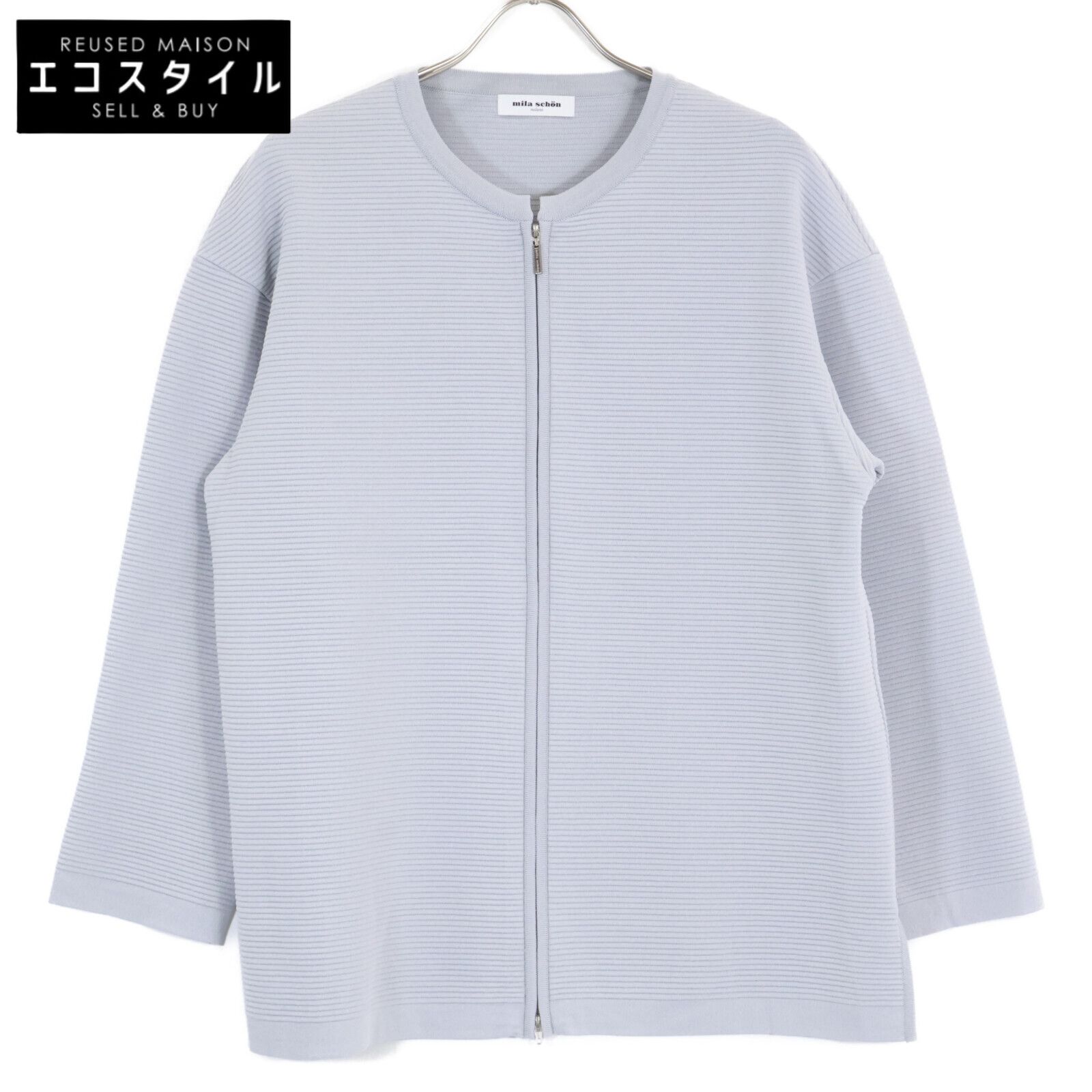 mila schon　ミラショーン　500-45701 アンジュ ジップアップ ノーカラー ニット　44