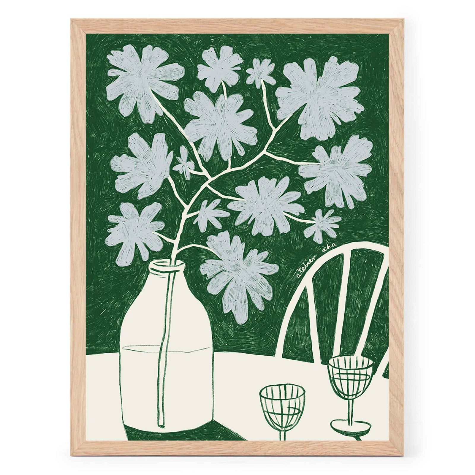 The Poster Club アートポスター 30×40cm Blue Flowers u0026 Red Wine  ポスタークラブ&frasl;124x16941-30x40