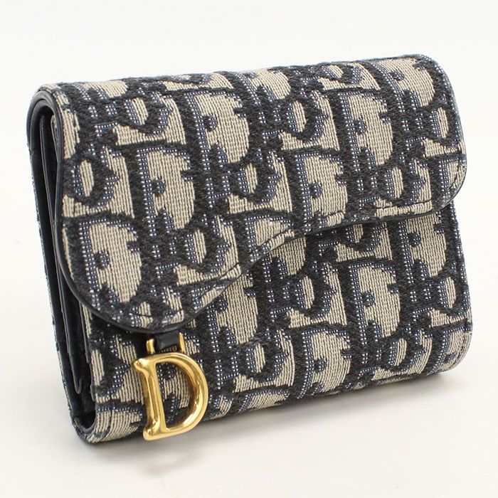 DIOR ディオール サドル 三つ折り財布/ディオールオブリーク【中古】 レディース