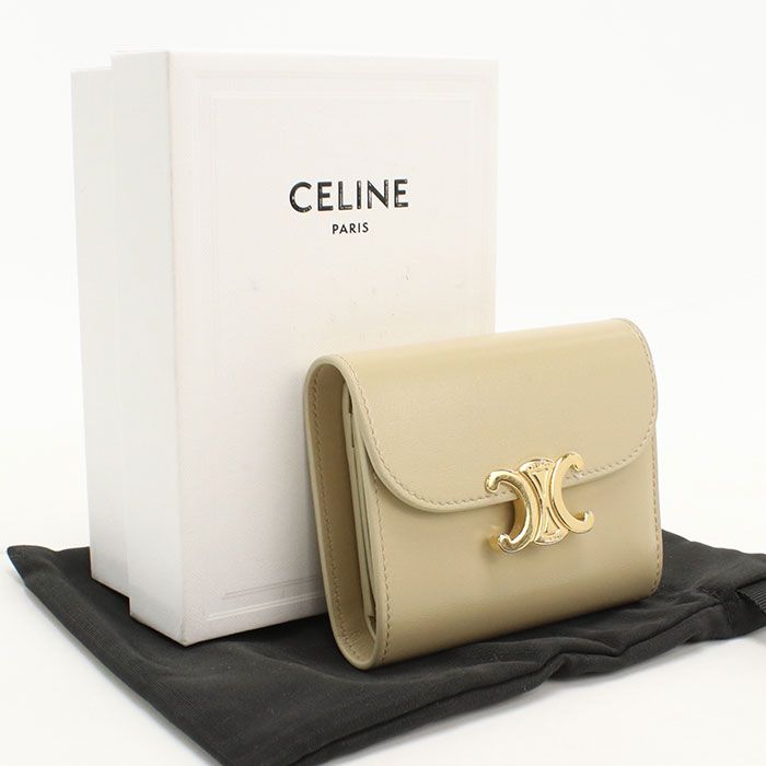 CELINE セリーヌ スモール フラップウォレット トリオンフ 10D783DPV 三つ折り財布 カーフ【中古】 レディース