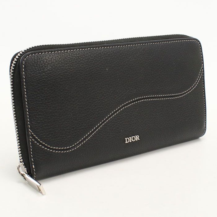 DIOR ディオール ロングジップウォレット サドル 2ADBC315YKK_H00N 長財布ラウンドファスナー カーフ【中古】 メンズ