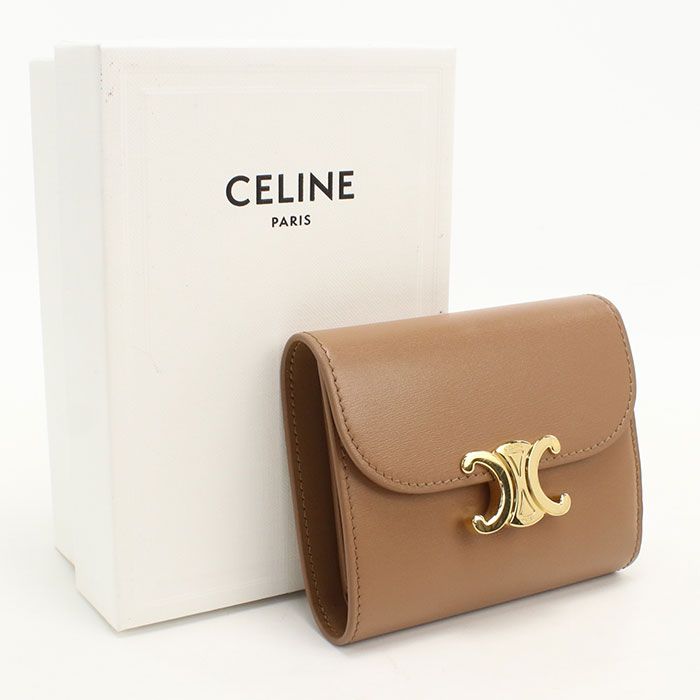 CELINE セリーヌ スモール フラップウォレット トリオンフ 10D783DPV 三つ折り財布 カーフ【中古】 レディース