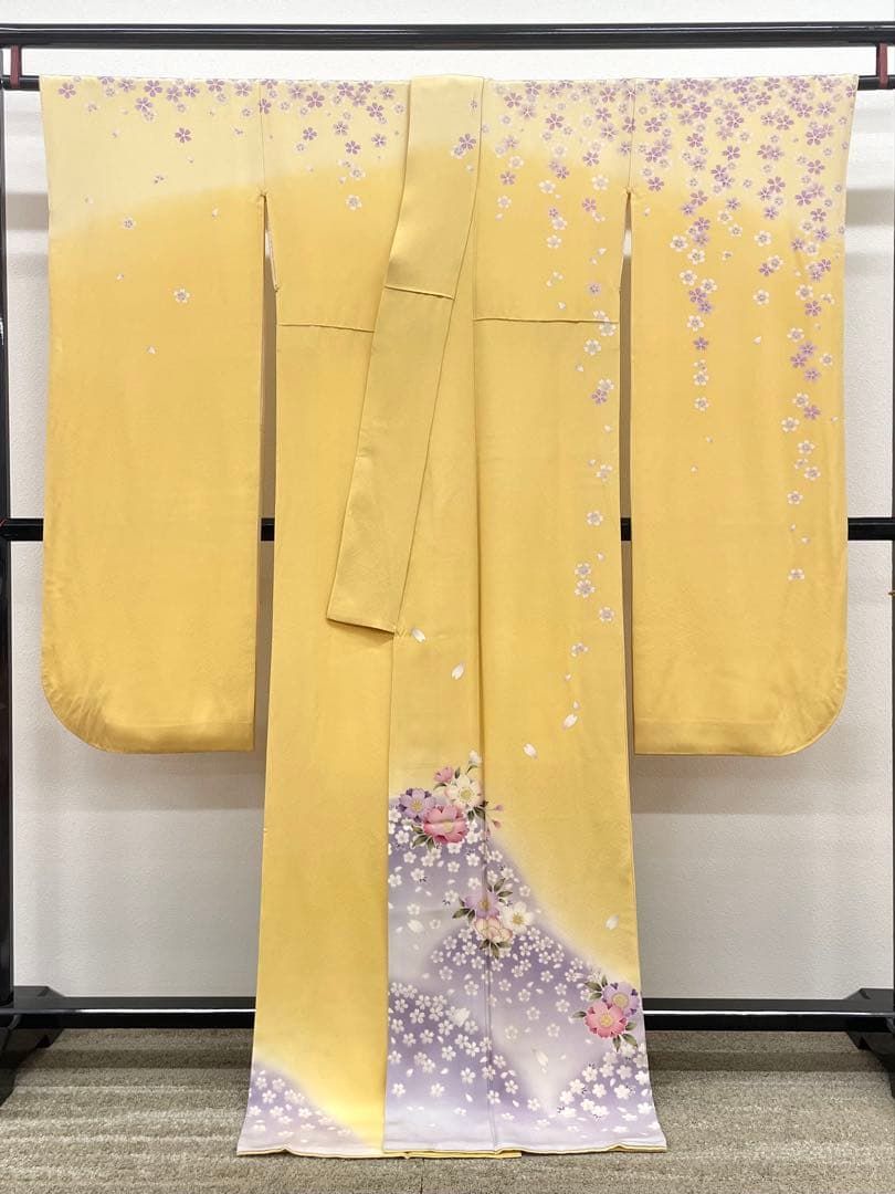 振袖 金彩 桜 ちりめん 身丈169cm HKT089 - メルカリ