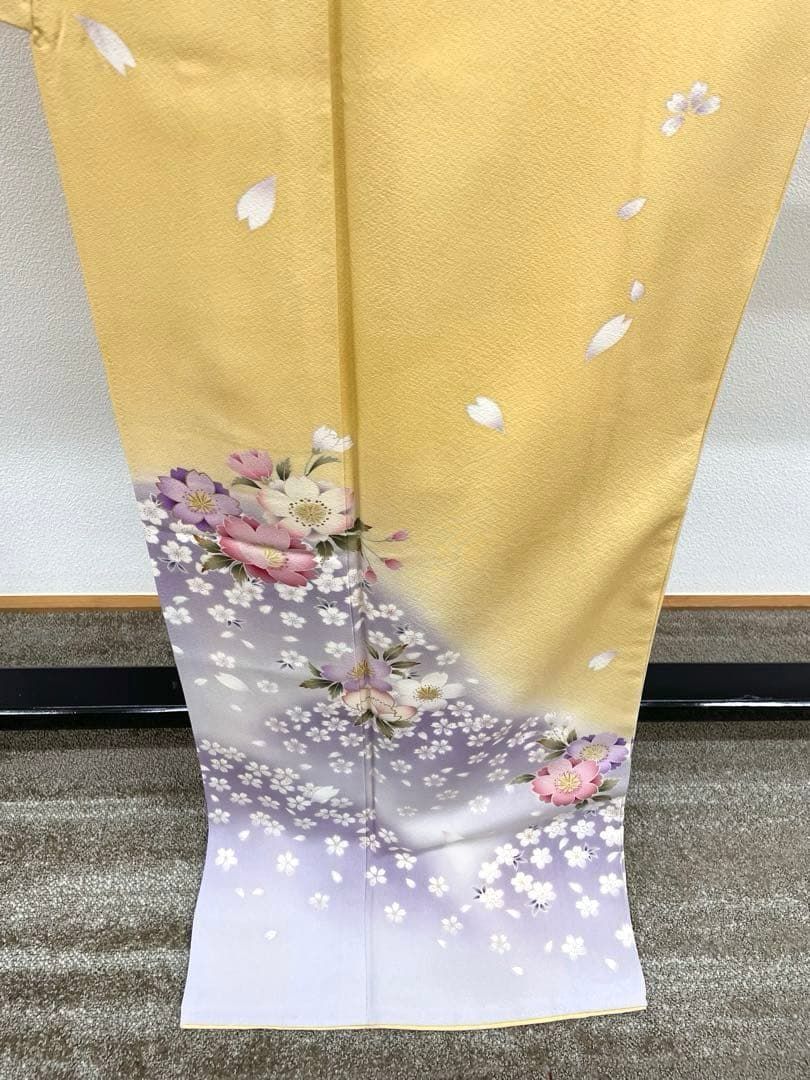 振袖 金彩 桜 ちりめん 身丈169cm HKT089 - メルカリ