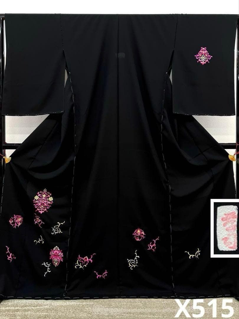 付け下げ訪問着 共八掛 仮絵羽 未仕立て 刺繍 正絹 X515