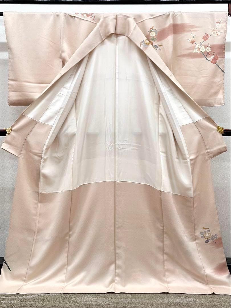 訪問着 友禅 金駒 金彩 梅 菊 紋意匠 正絹 躾糸付き X599 - メルカリ
