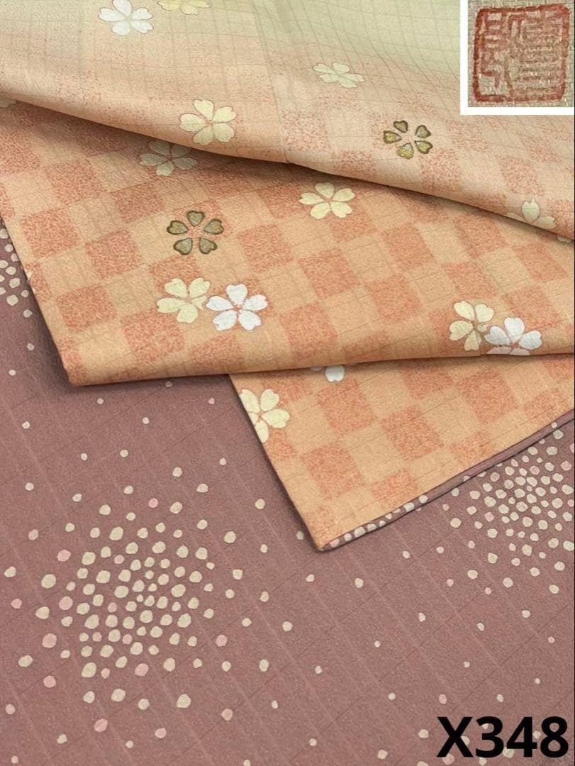 作家物 落款入 リバーシブル 金彩 紋意匠 桜 やまと扱い 正絹 X348