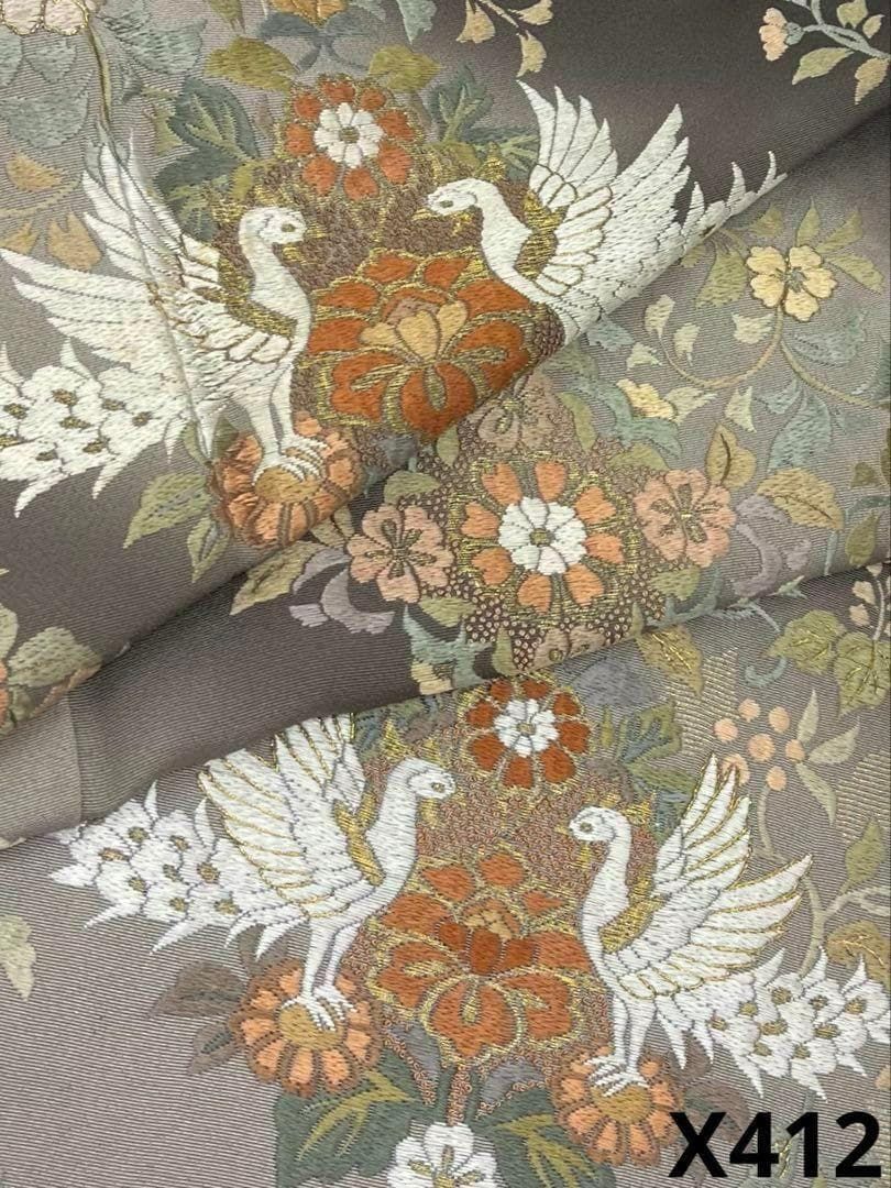 蘇州刺繍 相良刺繍 付け下げ 鳳凰 唐花 金糸 正絹 トールサイズ X412