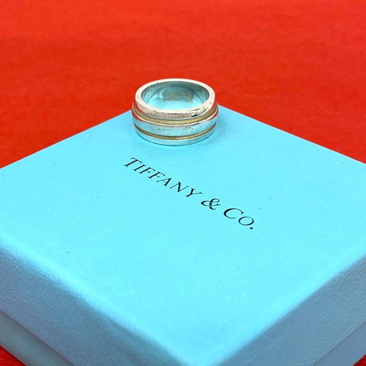 極 美品 TIFFANY&Co. ティファニー ヴィンテージ グルーブド ダブル