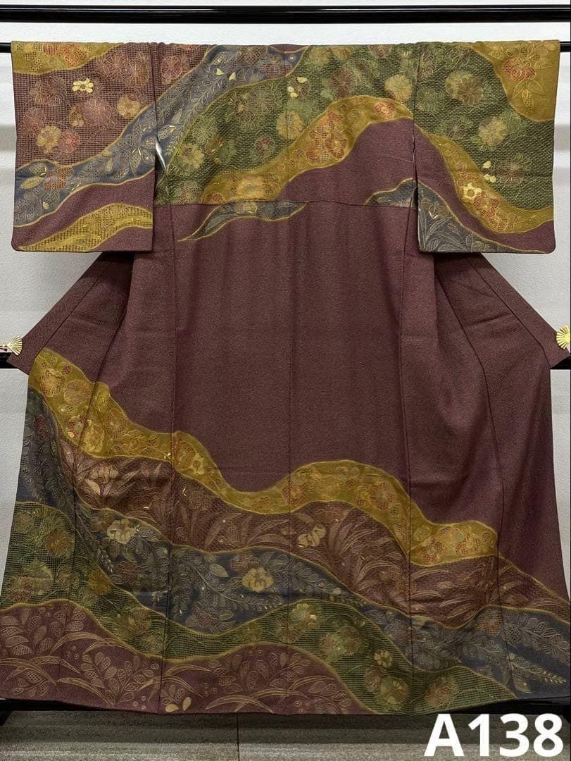 蘇州刺繍 汕頭刺繍 訪問着 金通し 正絹 A138