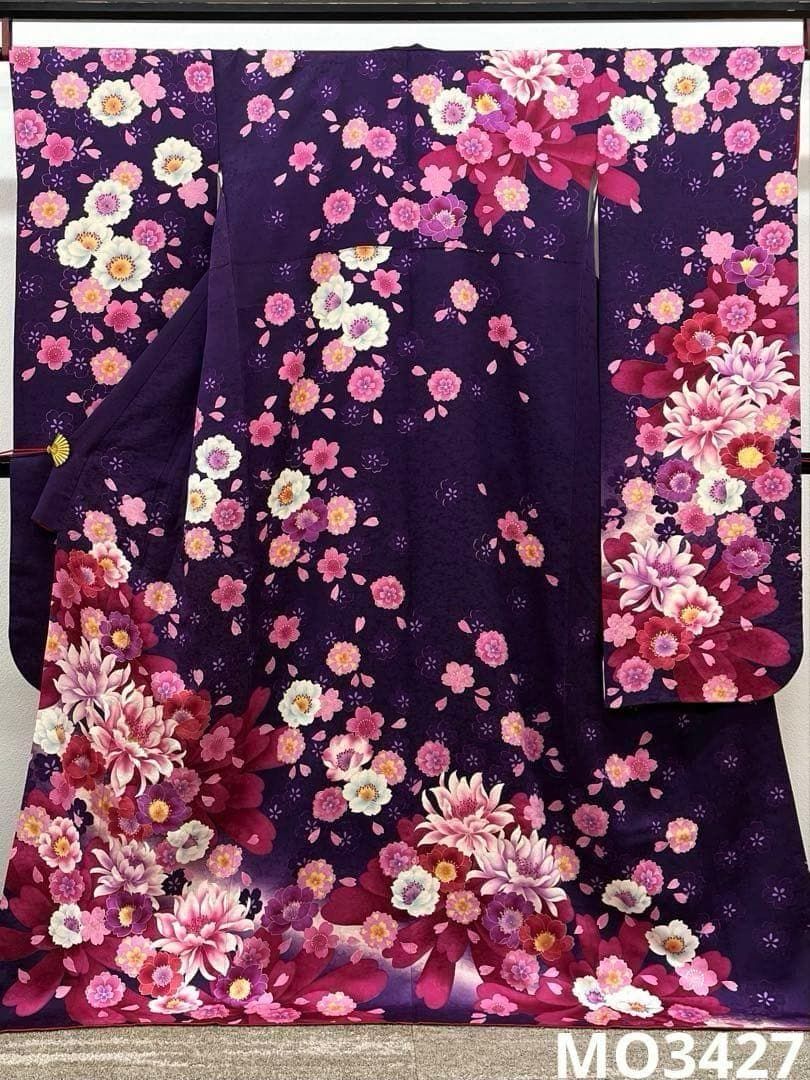 振袖 ラメ刺繍 金彩 紋意匠 身丈170cm パールトーン加工済 MO3427