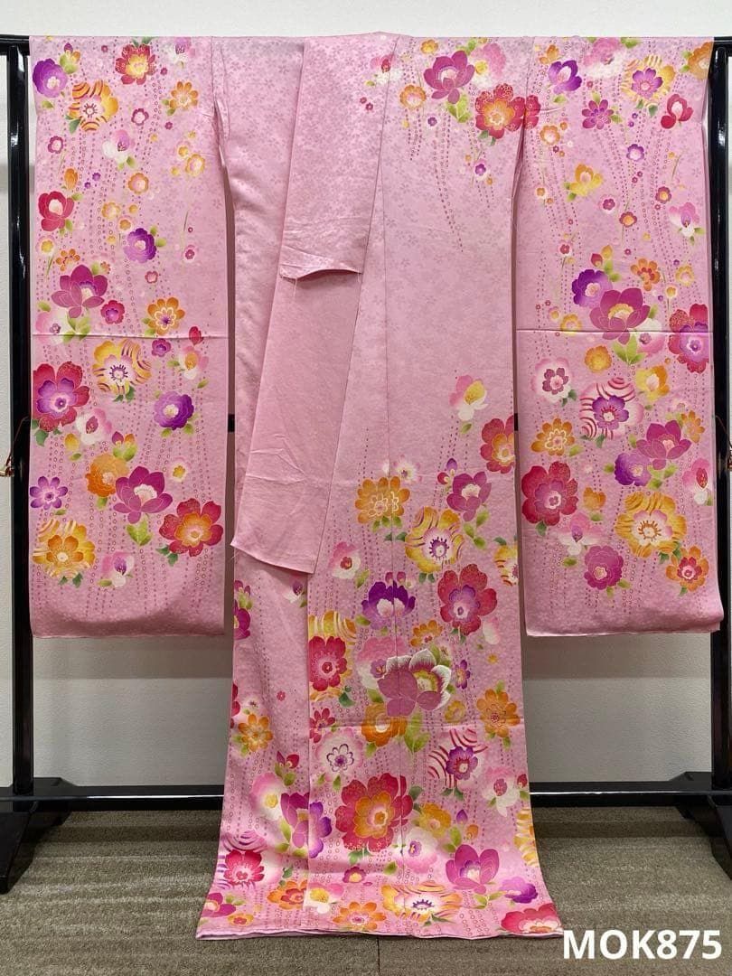 振袖 仮絵羽 刺繍 金彩 正絹 未仕立て品 八掛付き MOK875