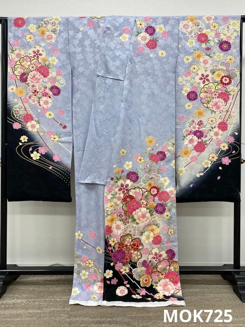 振袖 仮絵羽 舞台衣装 金駒 金彩 紋意匠 正絹 未仕立て品 MOK725