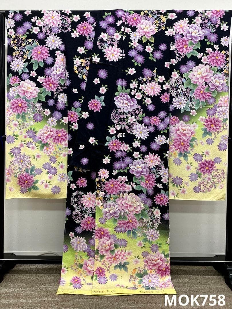 振袖 仮絵羽 舞台衣装 金彩 銀通し 刺繍 正絹 未仕立て品 MOK758 