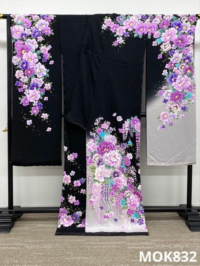 振袖 仮絵羽 刺繍 金彩 舞台衣装 正絹 未仕立て品 八掛付き MOK832