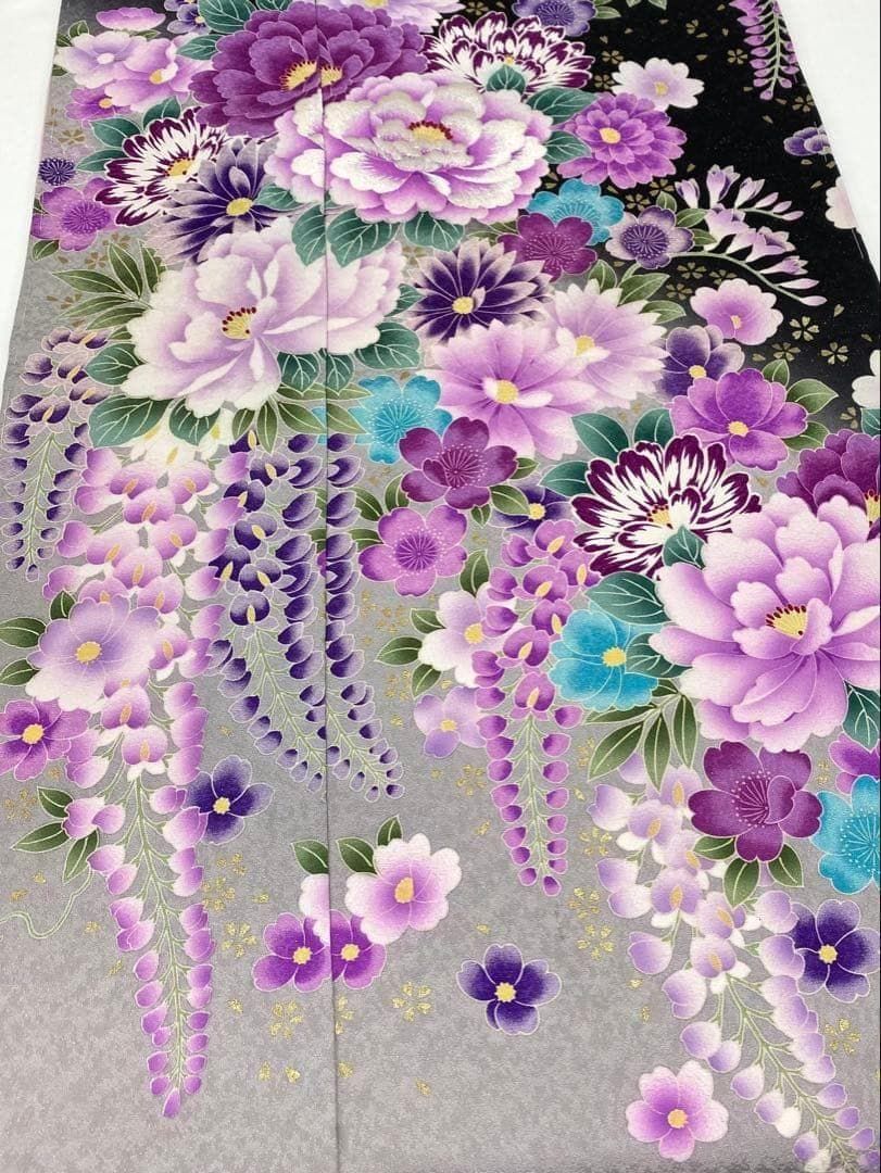振袖 仮絵羽 刺繍 金彩 舞台衣装 正絹 未仕立て品 八掛付き MOK832