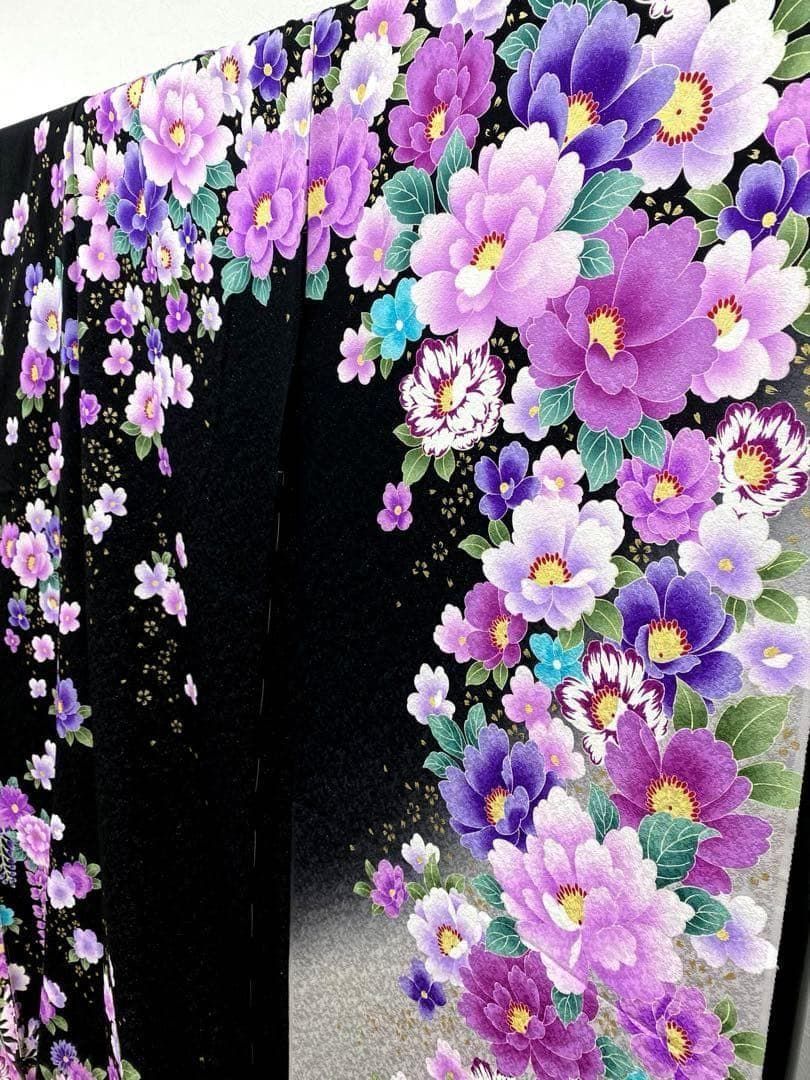 振袖 仮絵羽 刺繍 金彩 舞台衣装 正絹 未仕立て品 八掛付き MOK832