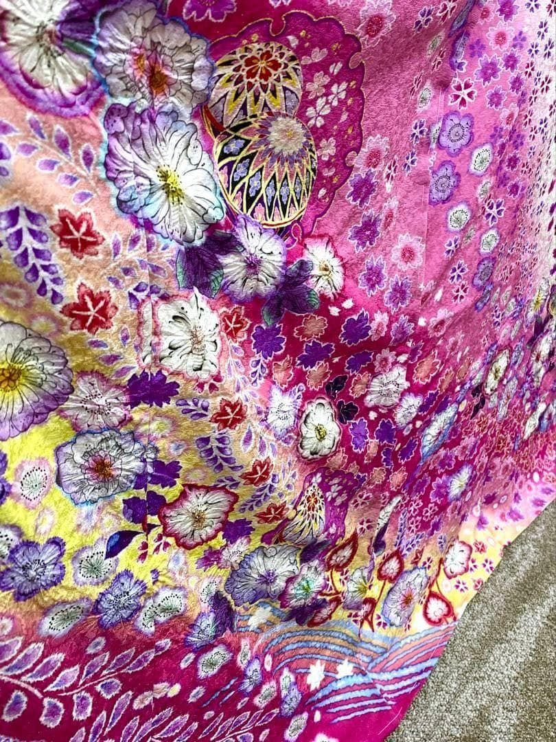 振袖 仮絵羽 辻ヶ花 絞り 舞台衣装 正絹 未仕立て品 八掛付き MOK905
