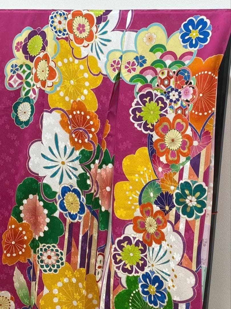 振袖 仮絵羽 舞台衣装 金駒 金彩 紋意匠 正絹 未仕立て品 八掛付 FU083