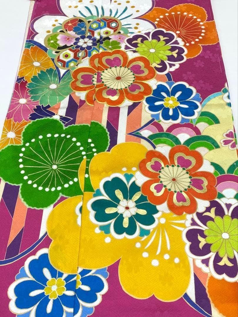 振袖 仮絵羽 舞台衣装 金駒 金彩 紋意匠 正絹 未仕立て品 八掛付 FU083