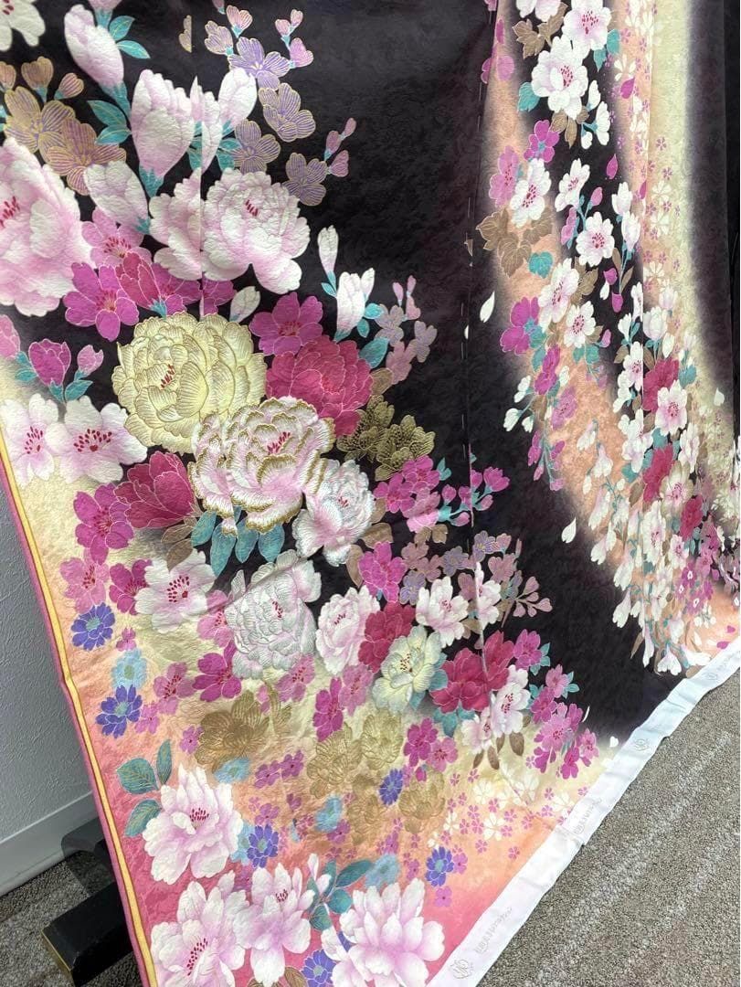 振袖 桂由美 仮絵羽 刺繍 金彩 銀彩 正絹 未仕立て品 八掛付き MOK597 