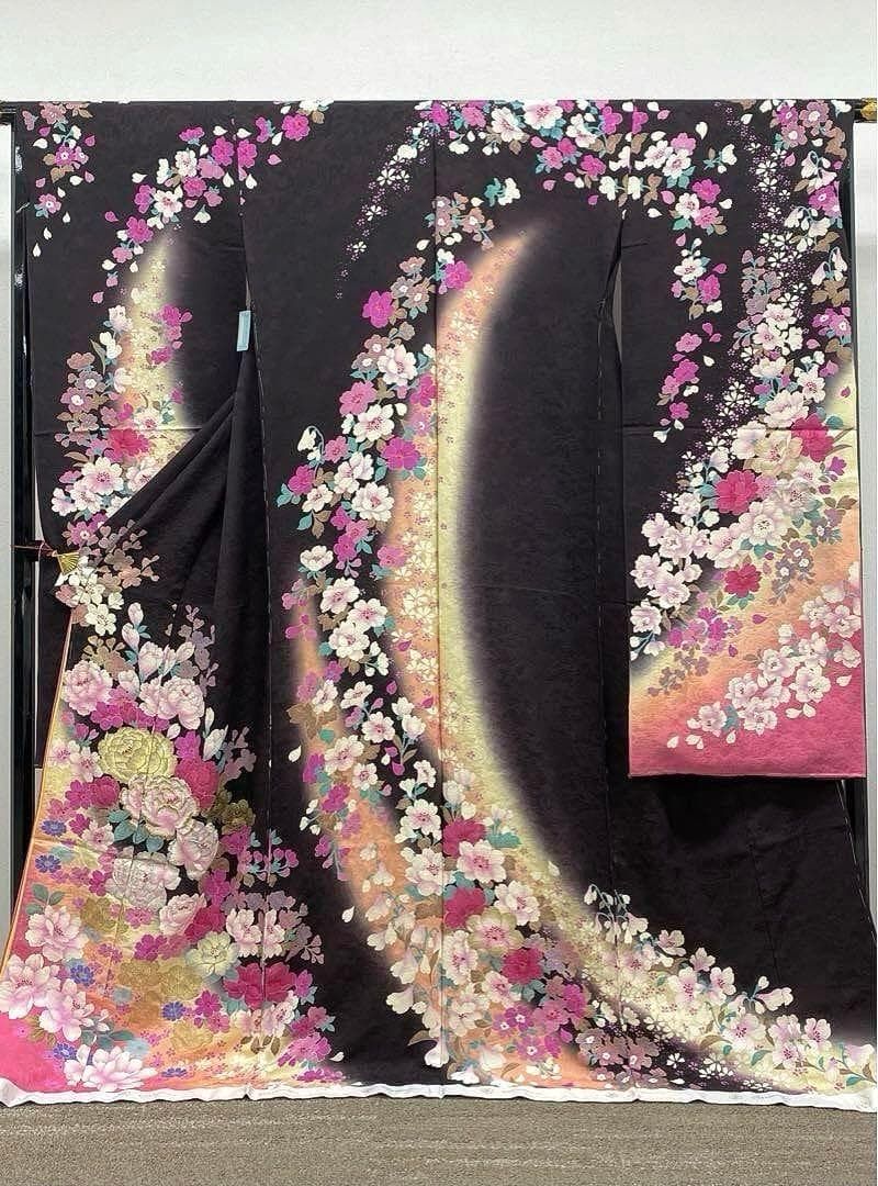 振袖 桂由美 仮絵羽 刺繍 金彩 銀彩 正絹 未仕立て品 八掛付き MOK597
