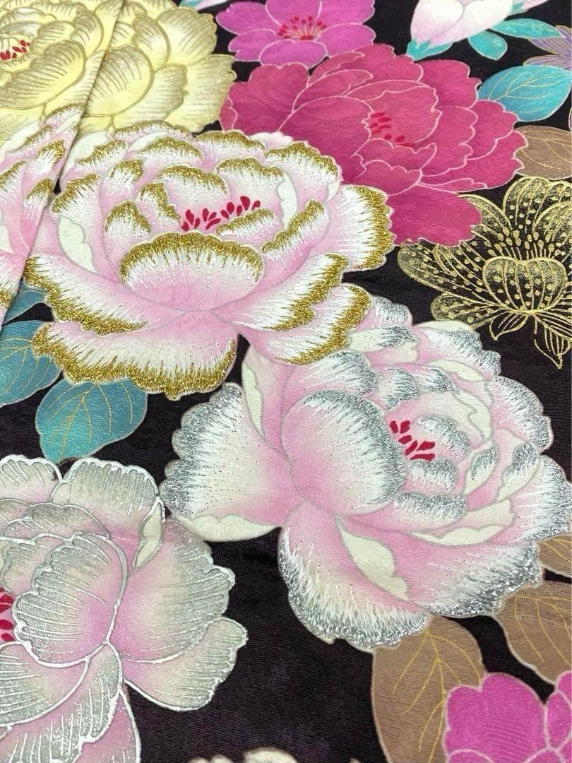 振袖 桂由美 仮絵羽 刺繍 金彩 銀彩 正絹 未仕立て品 八掛付き MOK597 