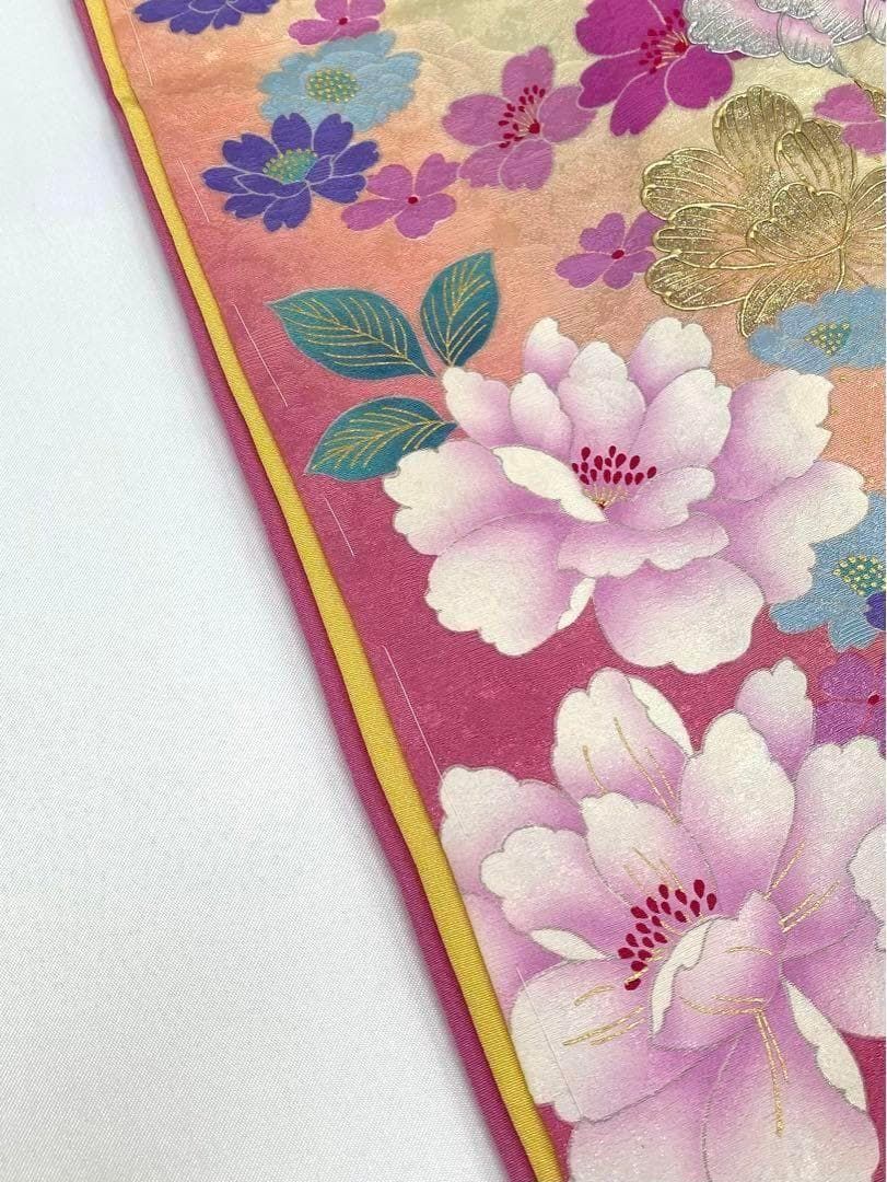 振袖 桂由美 仮絵羽 刺繍 金彩 銀彩 正絹 未仕立て品 八掛付き MOK597 