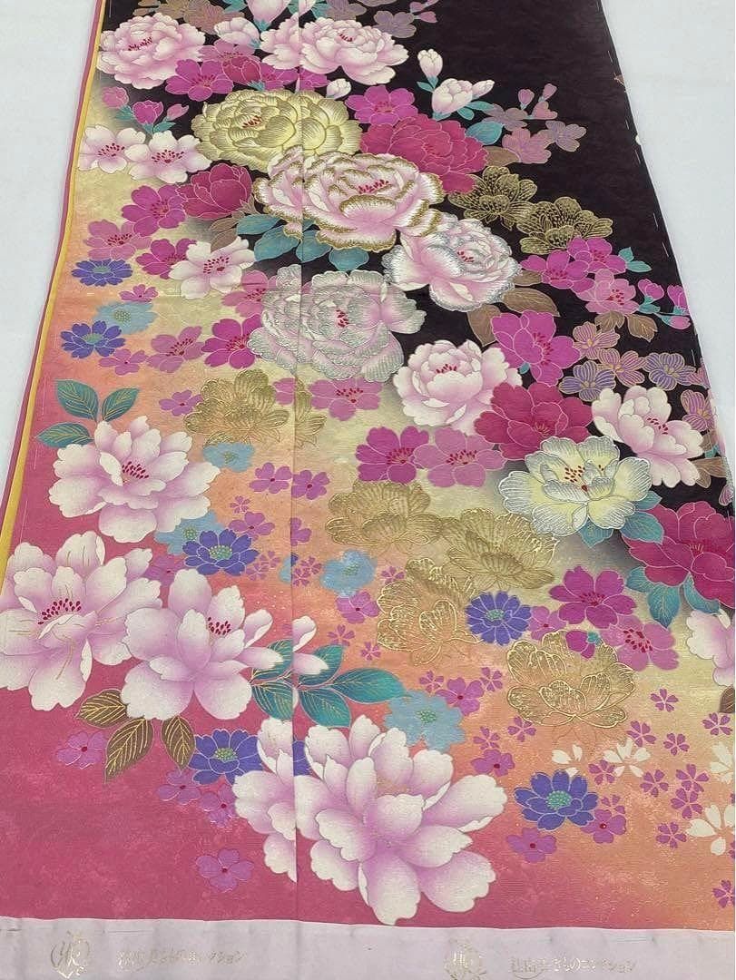 振袖 桂由美 仮絵羽 刺繍 金彩 銀彩 正絹 未仕立て品 八掛付き MOK597 