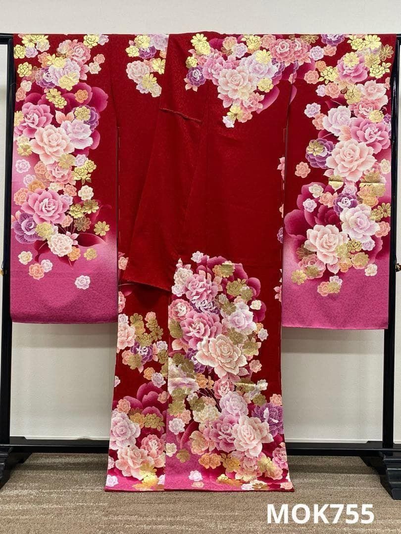 振袖 刺繍 南天文様 身丈169cm 撥水加工済 身幅ゆったりめ MO3544 振袖 刺繍 南天文様 身丈169cm 撥水加工済 身幅ゆったりめ MO3544