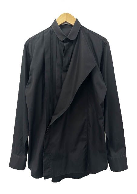 ディオール Dior HOMME Kris Van Assche オム クリスヴァンアッシュ期 08AW ギャザー付き 比翼 ドレス 長袖シャツ 8H3153080100 39 黒ブラック ブランド古着ベクトル 中古260619