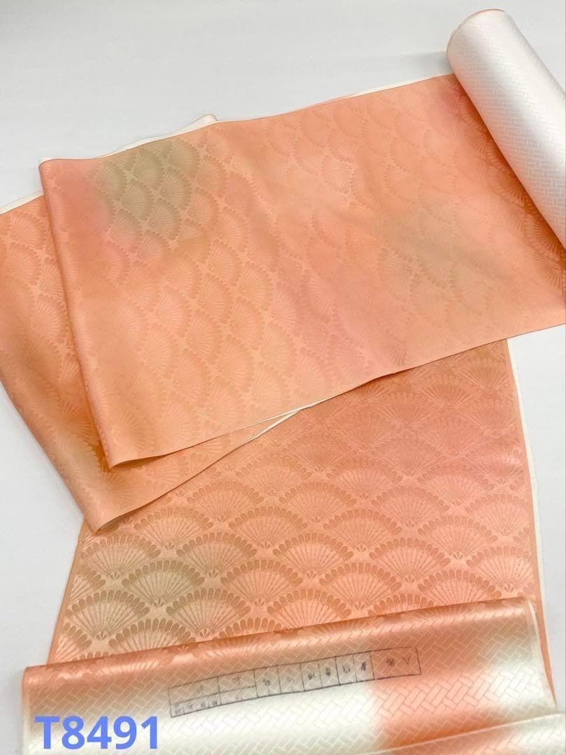 付け下げ 虹彩刺繍 紋意匠 扇 八掛付き 正絹 反物 T9565