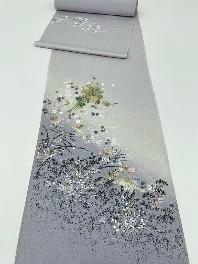付け下げ 金彩 紋意匠 正絹 反物 T8115 付け下げ 刺繍 金彩 紋意匠 