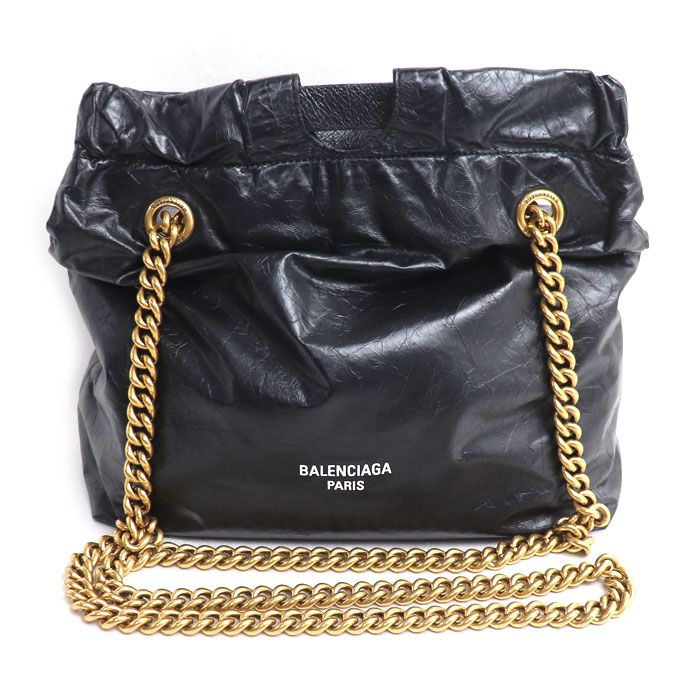 BALENCIAGA バレンシアガ クラッシュ　スモール トートバッグ ブラック 742942 210IT レディース 中古