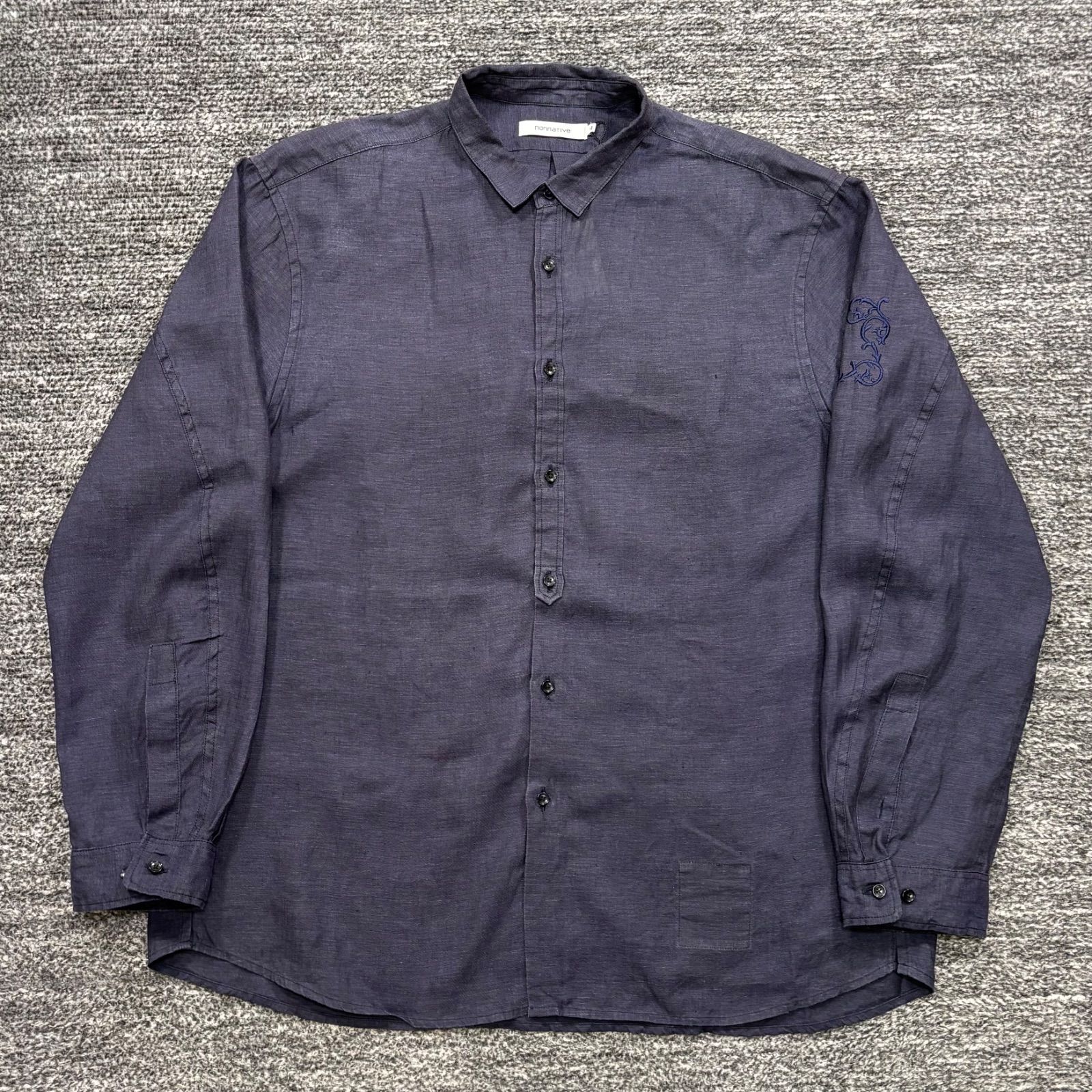 未使用同様 nonnative STRANGER L/S SHIRT LINEN OXFORD DK.NAVY NN-S4607 3 ノンネイティブ リネンオックスフォードシャツ ネイビー