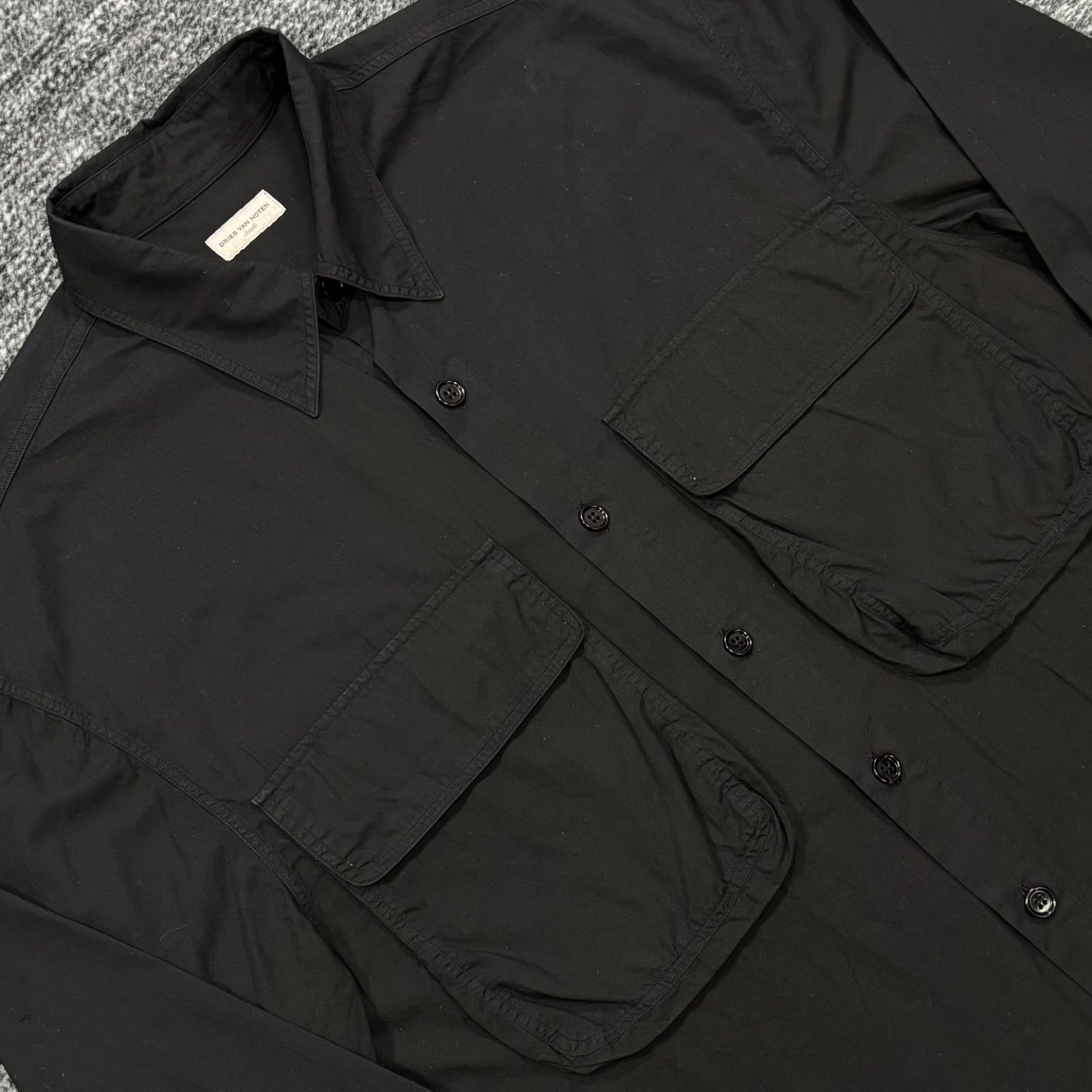 極美品 DRIES VAN NOTEN CANDER ミリタリーシャツ ブラック S ドリス