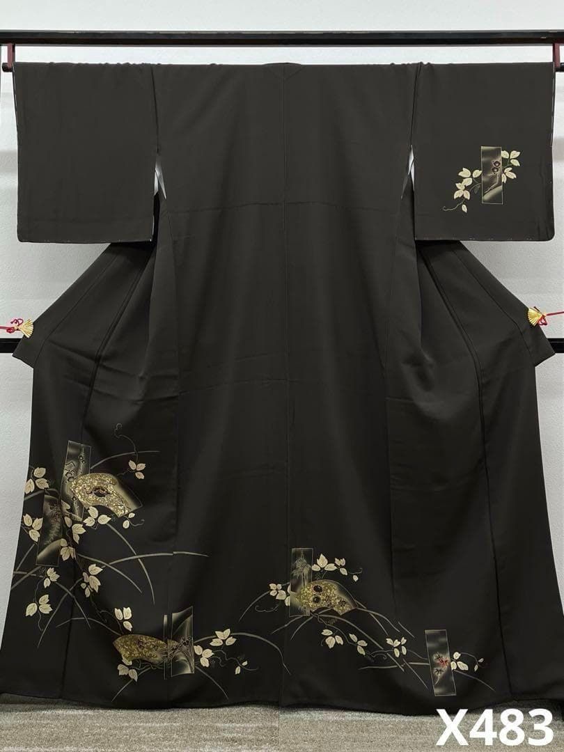 訪問着 付け下げ 刺繍 金彩 鳥 正絹 X483