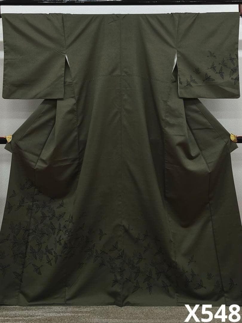 十日町紬 訪問着 雀 鳥 正絹 ガード加工済 X548