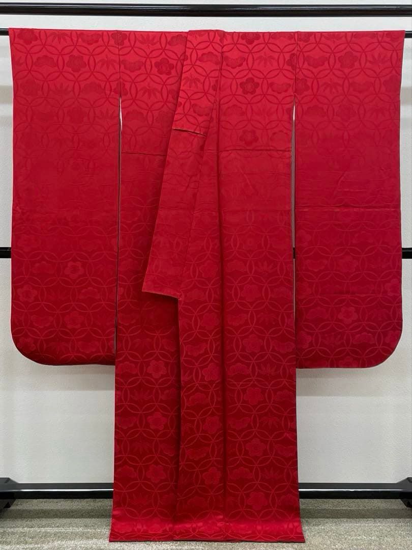 無地振袖 シンプル 松竹梅 赤系 身丈163cm 撥水加工済 HKT046 - メルカリ