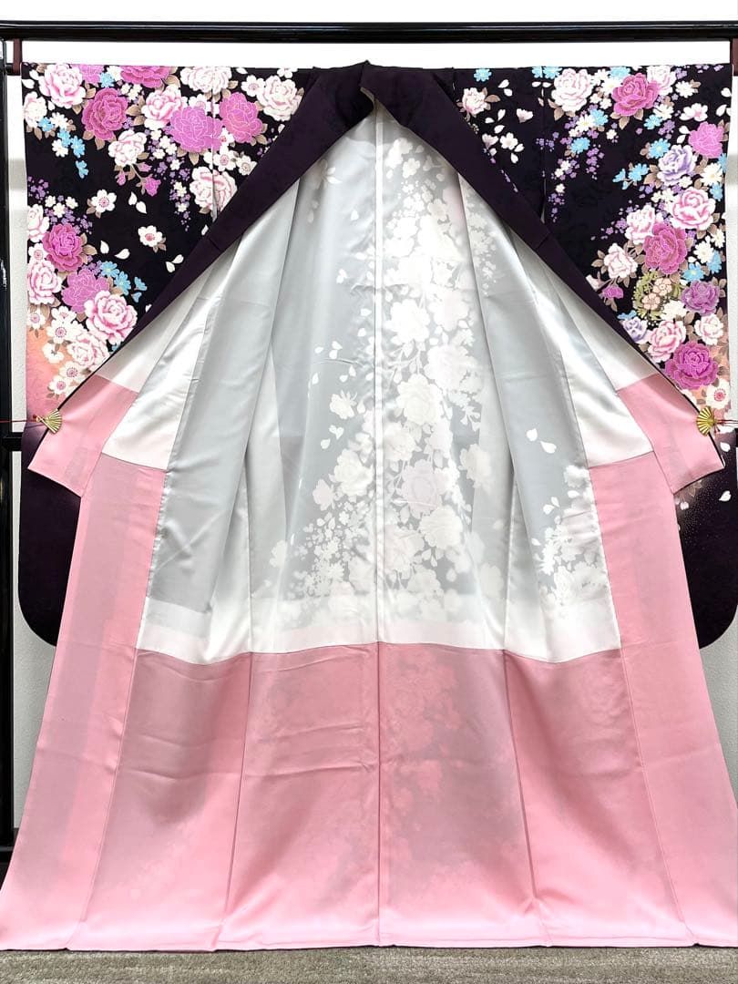 振袖 ラメ刺繍 ストーン 金彩 銀彩 身丈168cm HKT041 - メルカリ
