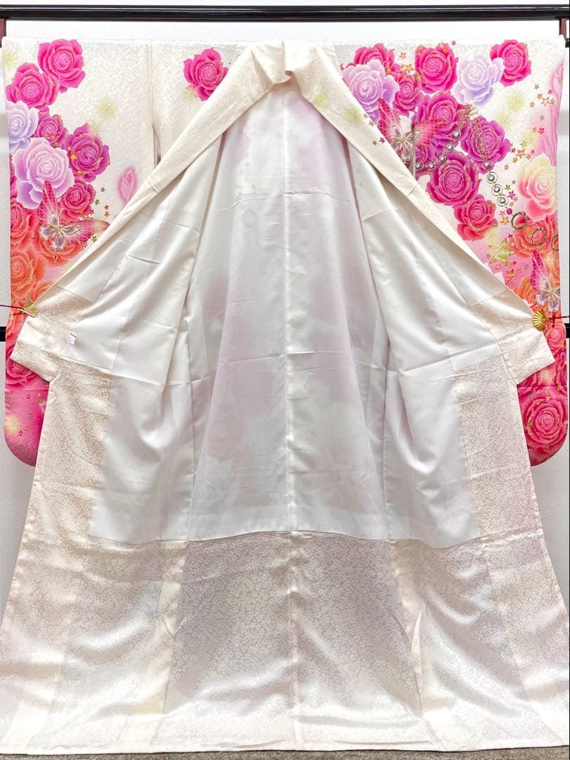 振袖 桜井莉菜 ラメ刺繍 銀通し 紋意匠 身丈173cm 撥水加工済HKT039