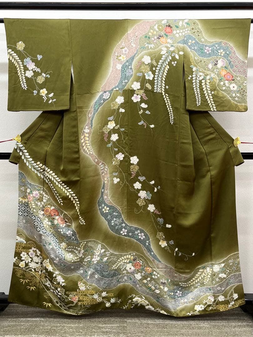 訪問着 金彩 絞り 辻ヶ花 四季の花々 正絹 HKT031