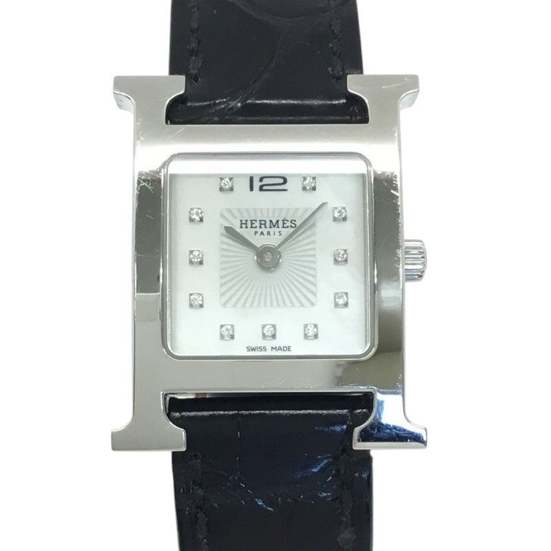 HERMES【エルメス】Hウォッチ　HH1.210　レディース　クォーツウォッチ　腕時計　ホワイトシェル　ダイヤインデックス【中古品/USED-B】質屋　かんてい局那覇店　ｎ31022216927300020