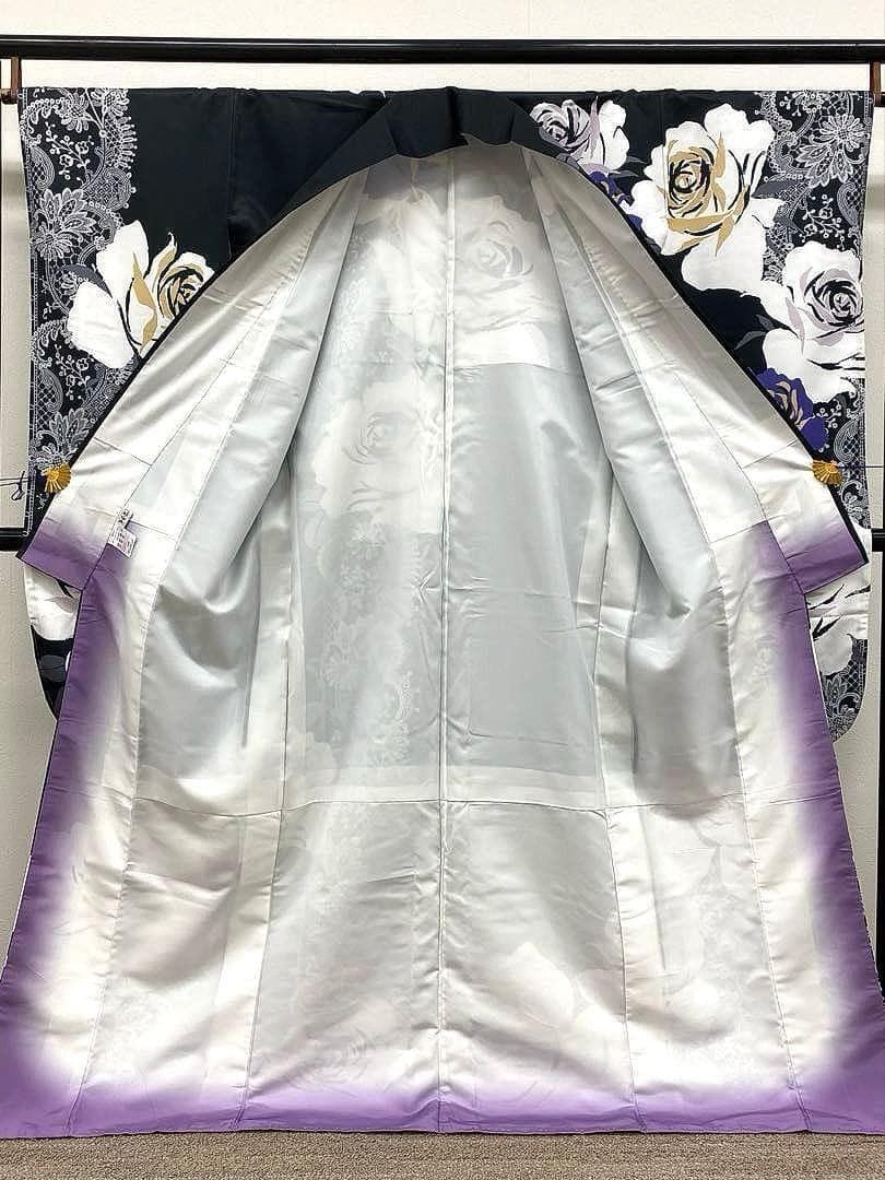 ポリエステル振袖 紋意匠 薔薇 大輪 身丈170cm 新品未使用品 MOP460