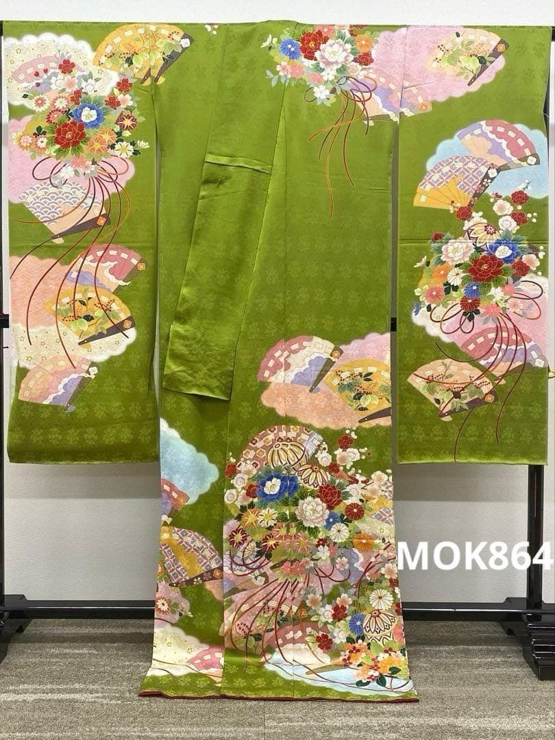 振袖 仮絵羽 舞台衣装 金彩 紋意匠 正絹 未仕立て品 八掛付き MOK864