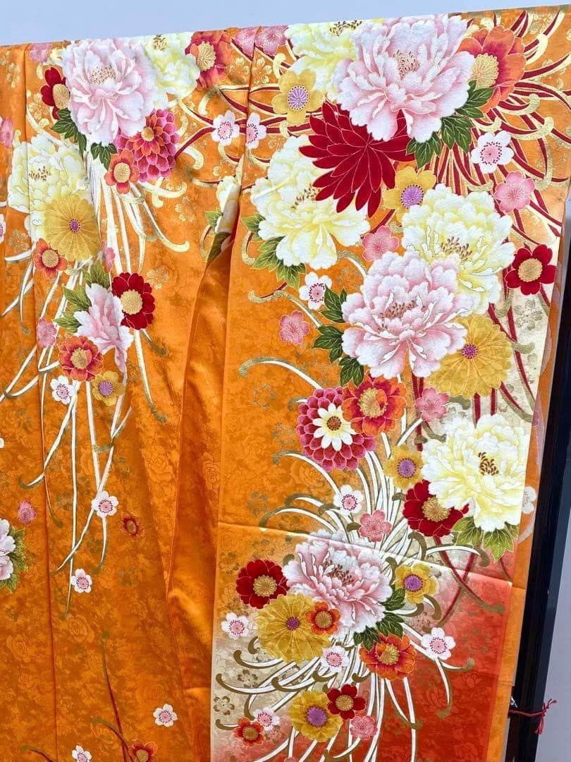 振袖 仮絵羽 舞台衣装 正絹 刺繍 金彩 未仕立て品 八掛付き MOK701