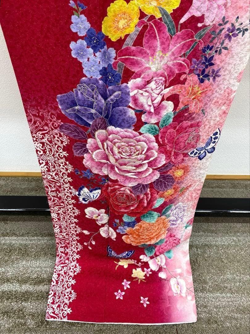 振袖 ラメ刺繍 グリッター 銀通し 身丈171cm 撥水加工済 MO3365 - メルカリ