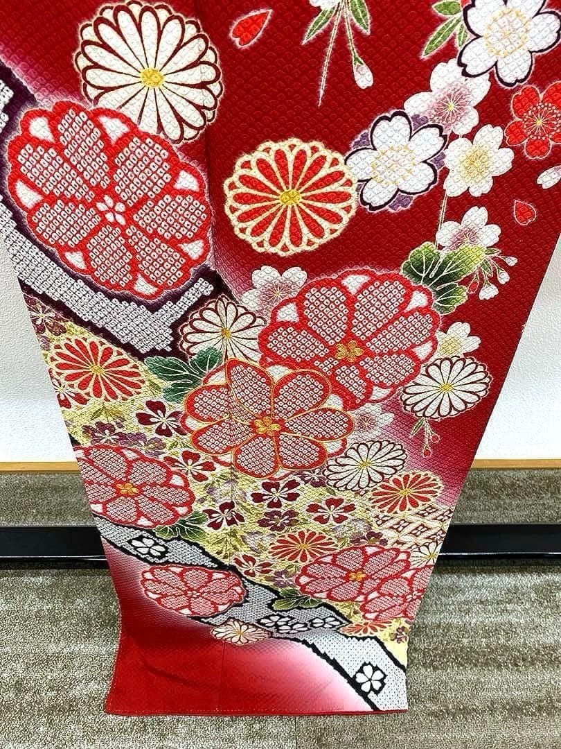 振袖 金駒 金彩 染め鹿子 ふくれ織 身丈165cm 撥水加工済 MO3007